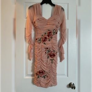 Long sleeve floral dress. Peach/pink color size large